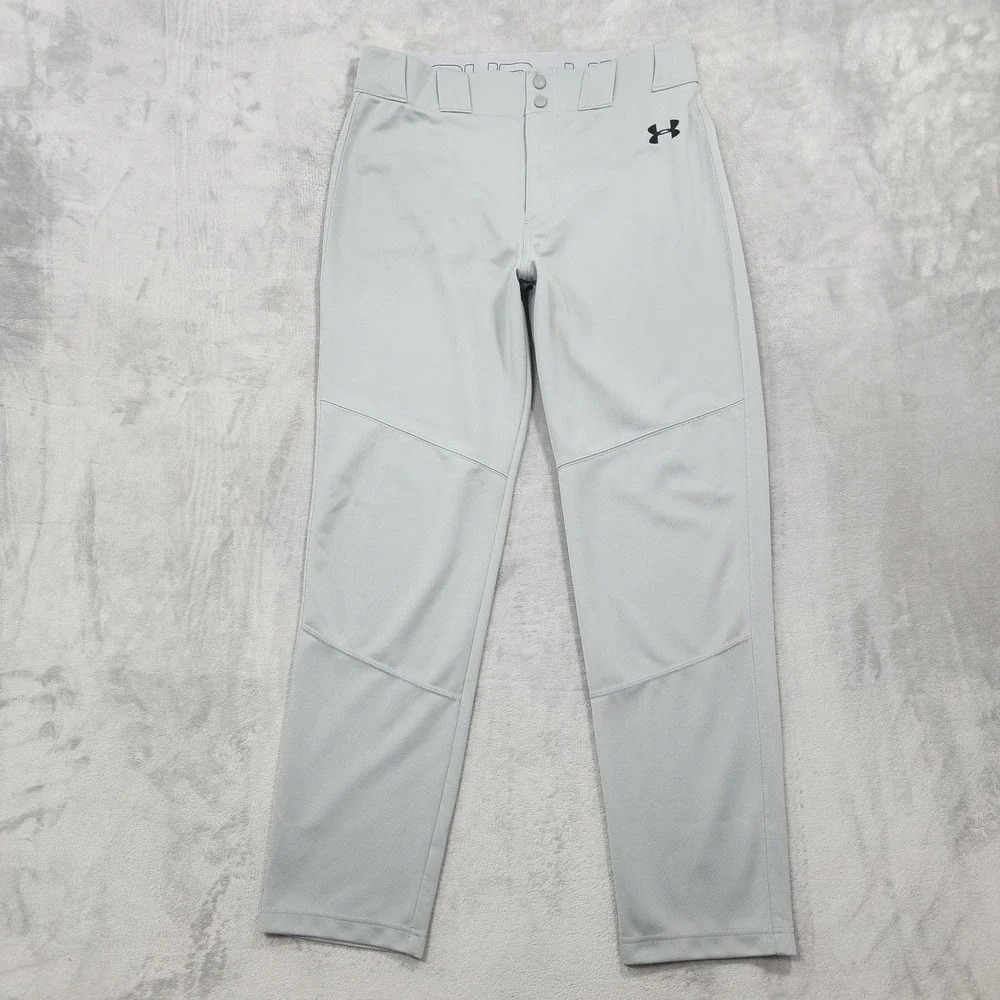 Under Armour Pants Mens L Gray Baseball Knit Straight Leg Pockets Athletic
